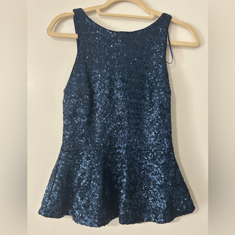 Blue Sequin Sleeveless Top